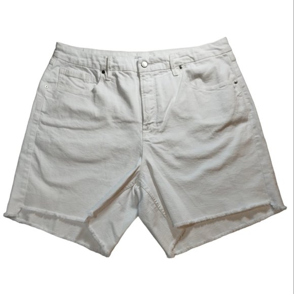 NWOT Good American 90s Icon Bermuda Shorts White raw hem denim US22 - Picture 4 of 14